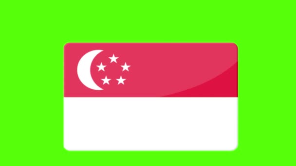 Цифрові Кадри Прапора Сінгапуру Являються Зеленому Екрані — стокове відео