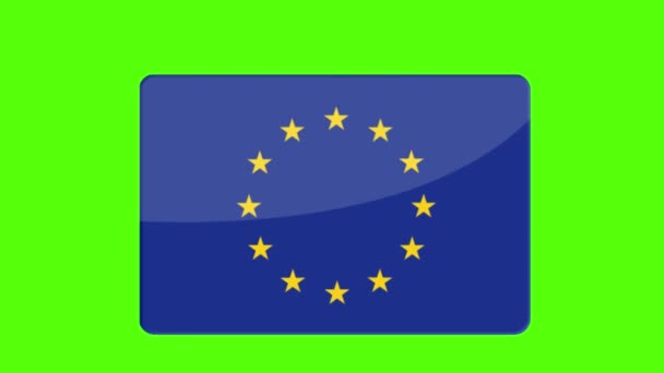 Bandeira União Europeia Que Aparece Ecrã Verde — Vídeo de Stock