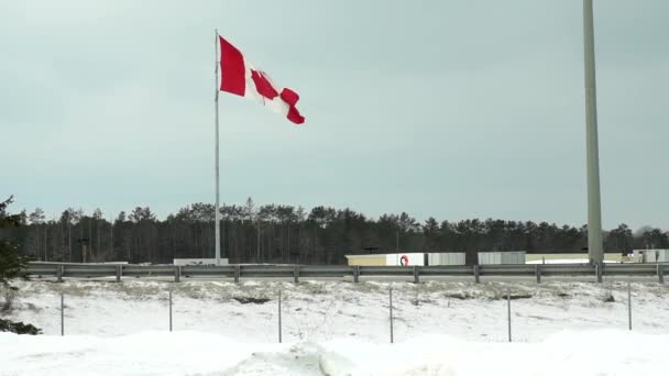 Обочине Транс Канадской Автомагистрали Элевен Севере Онтарио Раздуло Ветру Крупную — стоковое видео