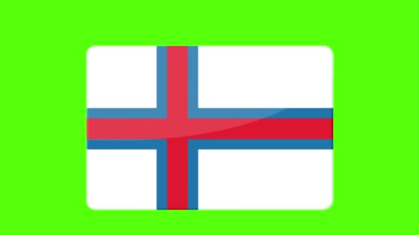 Färöarnas Nationella Flagga Som Visas Den Gröna Skärmen — Stockvideo
