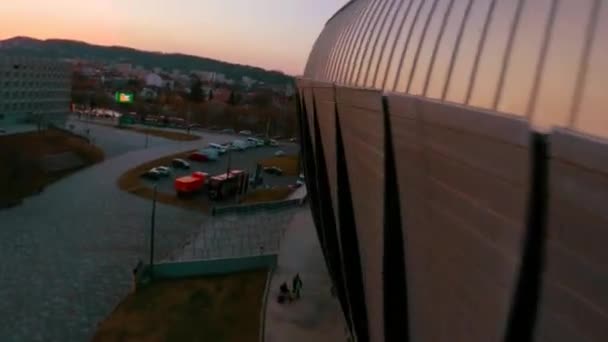 Красивый Вид Беспилотника Fpv Стадиона Клуж Напока Румынии — стоковое видео