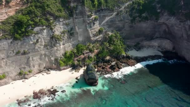 Letecký Pohled Pláž Diamond Nusa Penida Bali Indonésie — Stock video