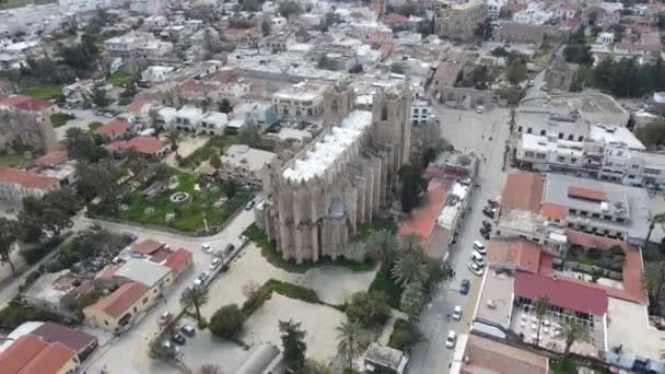 Mešita Lala Mustafa Paša Největší Středověká Budova Famagustě Kypru — Stock video