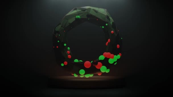 Representación Objeto Abstracto Forma Anillo Con Burbujas Rojas Verdes Apareciendo — Vídeo de stock