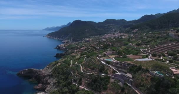 Eine Luftaufnahme Von Villen Und Einem Meer Palma Mallorca Spanien — Stockvideo