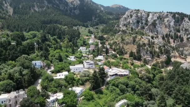 Malowniczy Widok Zbocze Górskie Dikeos Miejscowości Zia Wyspa Kos Grecja — Wideo stockowe