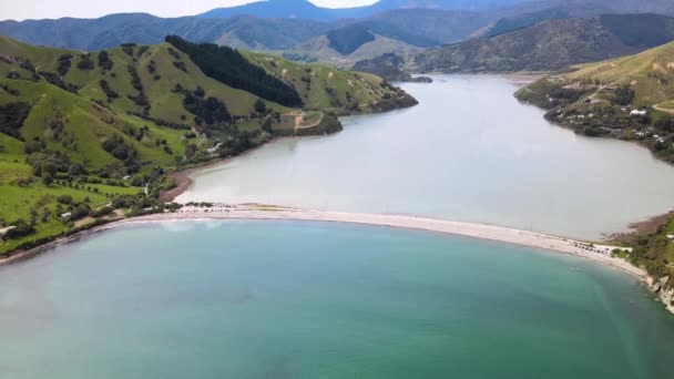 Yeni Zelanda Daki Cable Bay Deki Hava Görüntüsü — Stok video