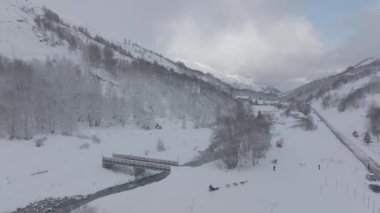 Valloire in Winter, Savoie, France Kayak İstasyonu ve doğa, kışın dağlar