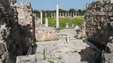 Kuzey Kıbrıs, Famagusta 'da Salamis Harabeleri' nin güzel bir manzarası