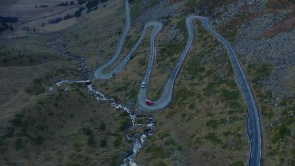 Uma Vista Aérea Estrada Nas Montanhas Noite Hoddevik Noruega — Vídeo de Stock