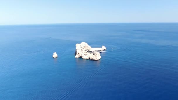 Una Vista Aérea Pequeño Islote Las Puertas Del Cielo Ibiza — Vídeos de Stock