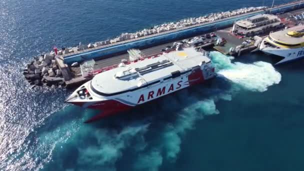 Hızlı Yolcu Feribotu Volcan Teno Los Cristianos Limanına Varıyor Armas — Stok video