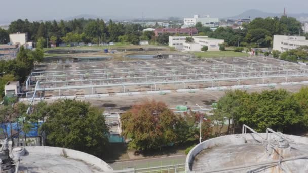 Disparo Dron Del Sistema Depuración Aguas Residuales Ilsan Centro Restauración — Vídeo de stock