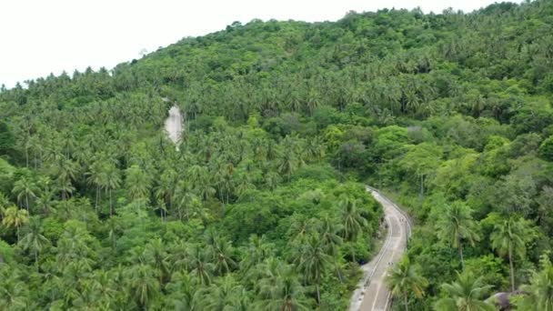 热带岛屿和绿树丘陵的航拍 — 图库视频影像