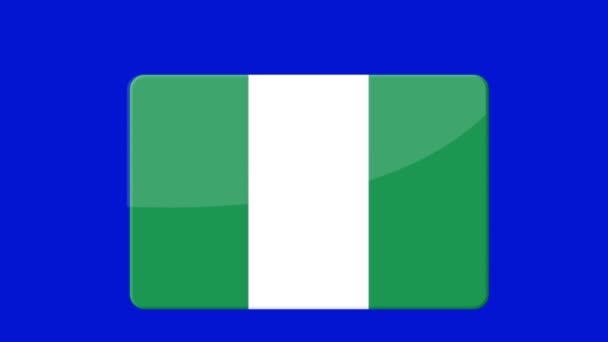 Nigeriaflaggan Visas Blå Skärm — Stockvideo