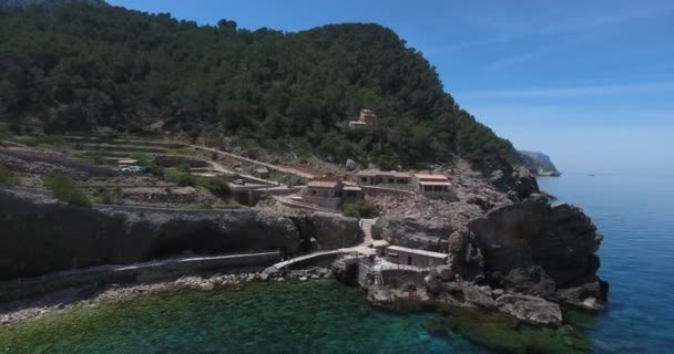 Letecký Záznam Krásného Moře Hor Budov Palmy Ostrově Mallorca Španělsko — Stock video