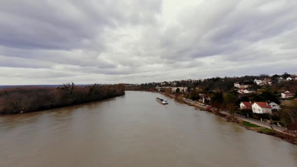 Top View France Herblay Seine Fleuve — Stock Video