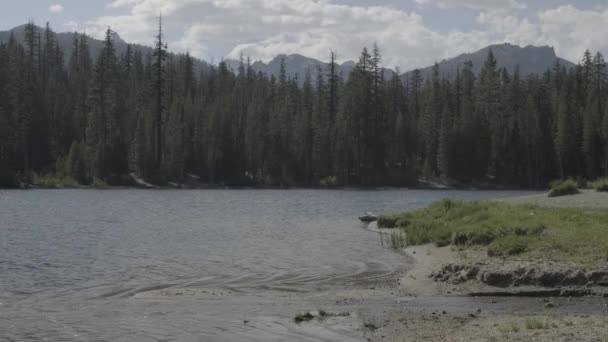 Una Hermosa Vista Del Lago Mammoth Con Árboles Montaña Fondo — Vídeos de Stock