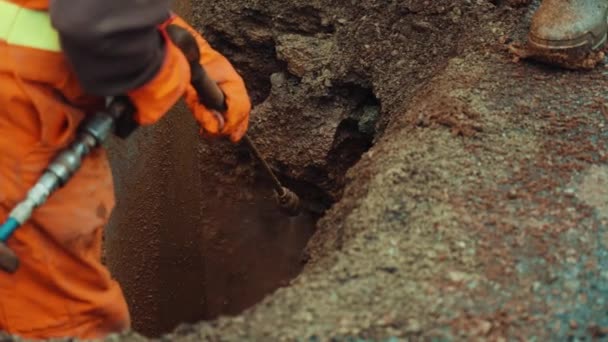 Construction Excavation Ajout Une Nouvelle Conduite Eau Pour Une Nouvelle — Video