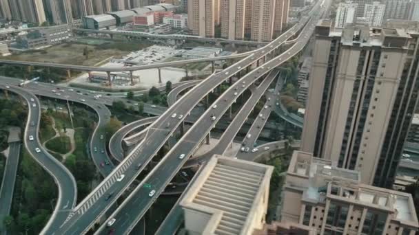 Вид Повітря Прекрасний Міський Пейзаж Ченду Китай Машинами Їздять Навколо — стокове відео
