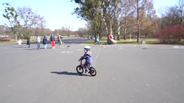 Bazı Yetişkinler Çocukları Güneşli Bir Bahar Gününde Jan Pawla Parkında — Stok video