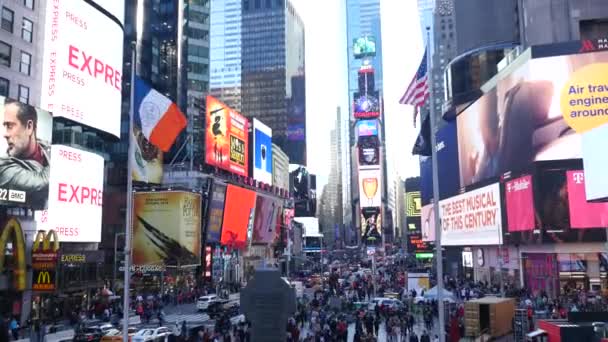 Ett Hektiskt Liv New York City Times Square — Stockvideo