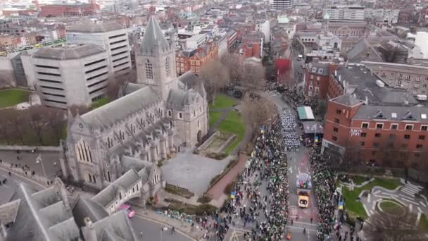 Een Luchtfoto Van Patrick Parade Dublin Ierland — Stockvideo