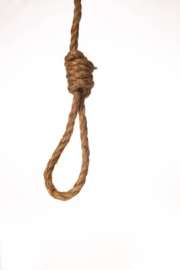 hangman's noose on white background with copy space