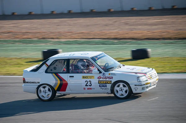 Montmelo Yolunda Bir Peugeot 309 Gti 16V Yarış Arabası — Stok fotoğraf