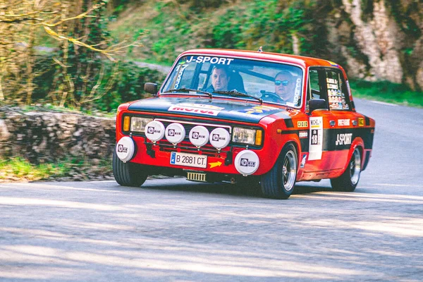 Coche Rojo Español Rallye Asfalto Asiento 124 1800 —  Fotos de Stock