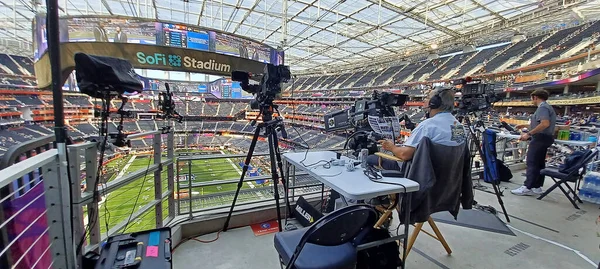 Gli Operatori Telecamere Nbc Sports Lavorano Durante Super Bowl — Foto Stock