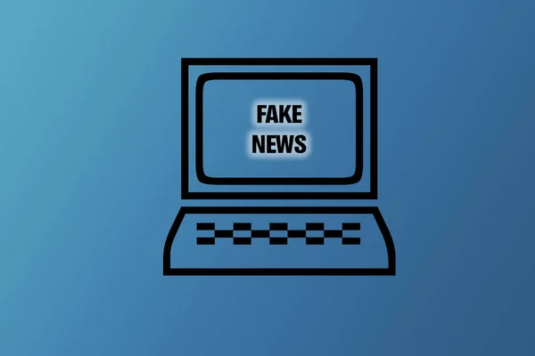 Illustration Eines Computers Mit Fake News Auf Einem Bildschirm — Stockfoto