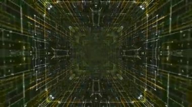 Renkli fraktal desen hareketleriyle soyut bir döngü animasyonu