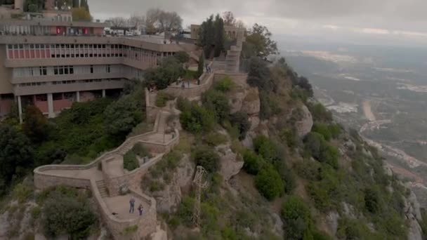 Pemandangan Udara Dari Biara Montserrat Spanyol Dalam — Stok Video