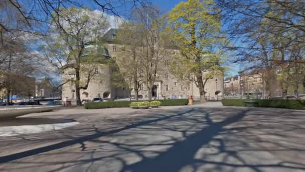 Ein Des Slottsparken Stadtzentrum Von Orebro Schweden — Stockvideo
