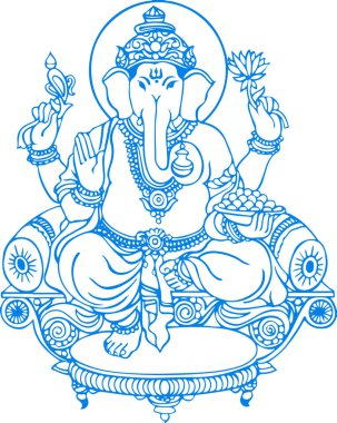 Lord Ganesha 'nın taslağının düzenlenebilir bir çizimi.
