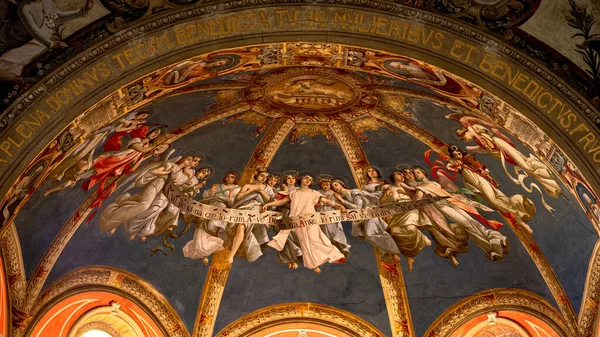 Wnętrze Malarstwa Artystycznego Ścianach Kościoła Madonna Dell Orto Bergamo — Zdjęcie stockowe