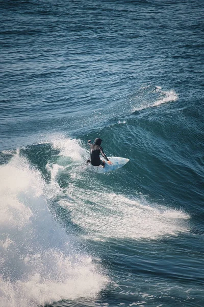 Vertical Shot Man Surfing Wave Pichilemu Chile — Stock Photo, Image