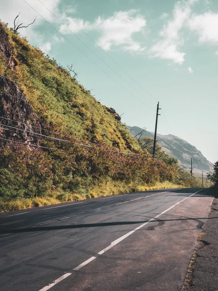 Een Verticaal Van Een Straat Omringd Door Bergen Hawaii Ahu — Stockfoto