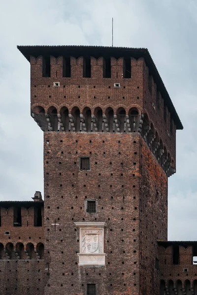 Vue Verticale Tour Château Sforza Parc Sempione Milan — Photo