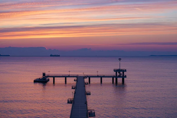 Belo Nascer Sol Ponte Burgas Símbolo Cidade Bulgária — Fotografia de Stock