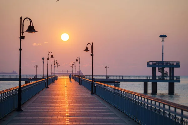 Ein Schöner Sonnenaufgang Auf Der Burgas Brücke Symbol Der Stadt — Stockfoto