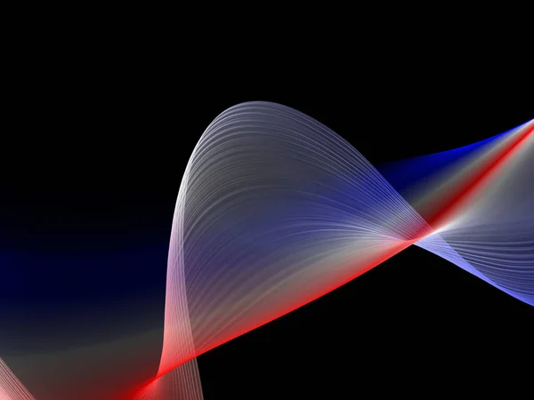 黒い背景に抽象的な波の3Dレンダリング図 — ストック写真