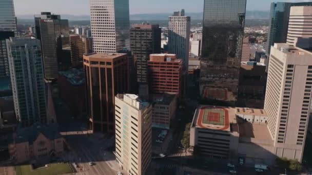 Denver Colorado Şehir Merkezi Güzel Zarif Sinematik Drone Görüntüleri — Stok video