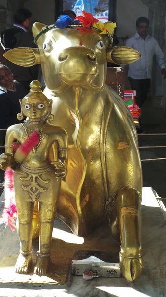 Ídolo Dourado Senhor Shiva Monte Abu Estado Indiano Rajastão — Fotografia de Stock