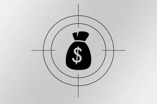 Money Bag Black Target Icon White Background — Stock Photo, Image