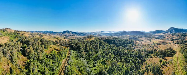 Una Vista Panorámica Paisaje Forestal Las Montañas Con Árboles Fondo — Foto de Stock