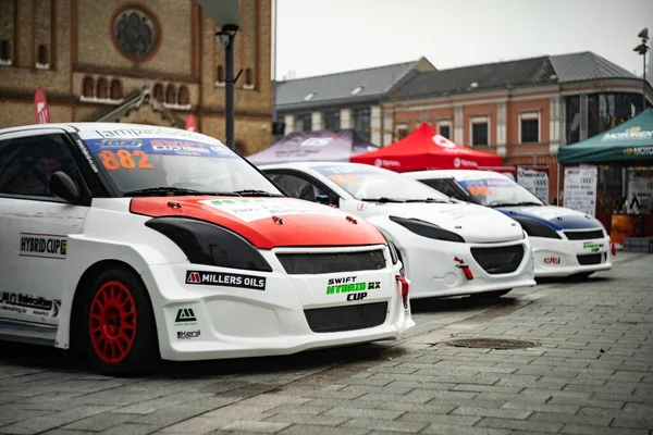 Shot Suzuki Peugeot Rally Cars Street Nyiregyhaza Hungary — Stock Photo, Image