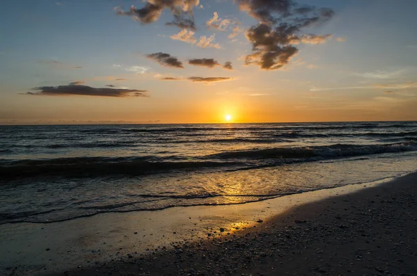 Une Vue Panoramique Une Plage Pendant Coucher Soleil Floride États — Photo