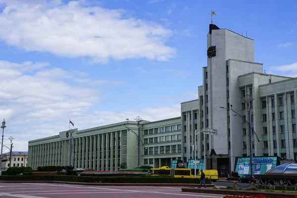 Una Visione Dell Architettura Epoca Sovietica Nel Centro Minsk Bielorussia — Foto Stock